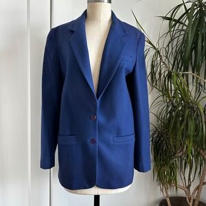 Cirage Vintage Wool Blend Blazer Casual‎ Royal Dark Blue Cobalt Jacket Size 8